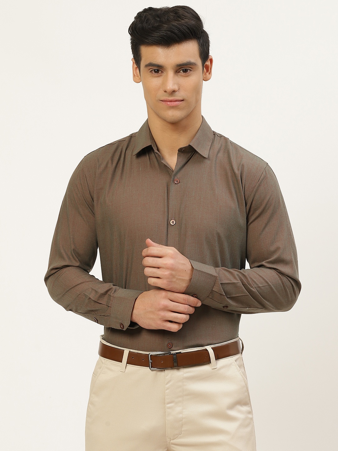 

SOJANYA Men Brown Classic Cotton Formal Shirt