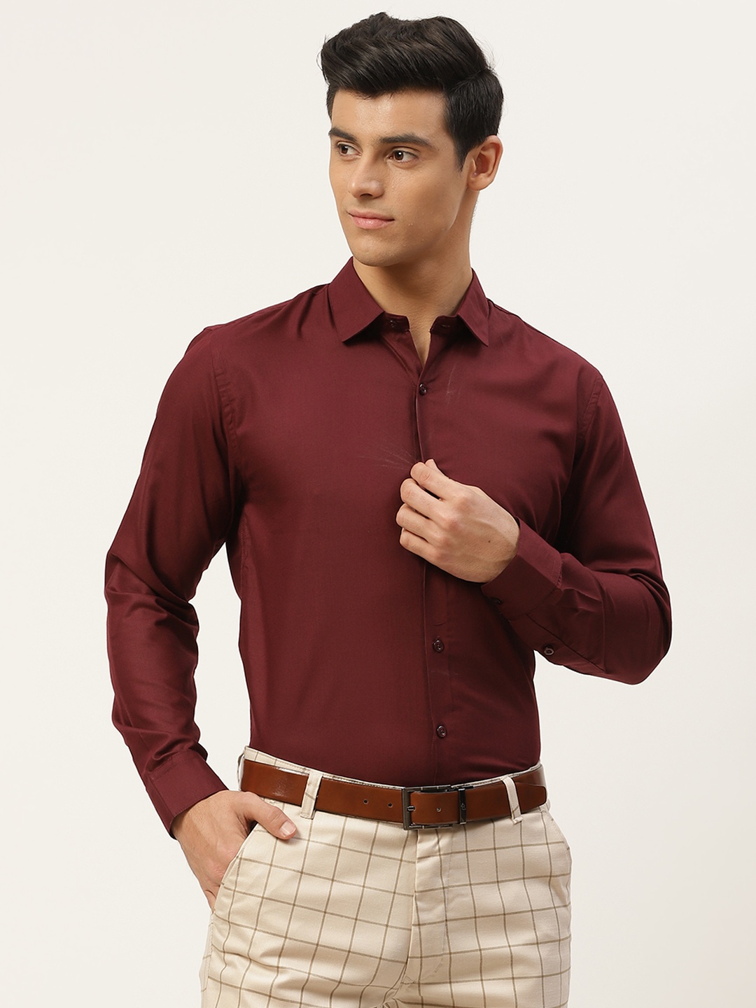

SOJANYA Men Maroon Classic Cotton Formal Shirt