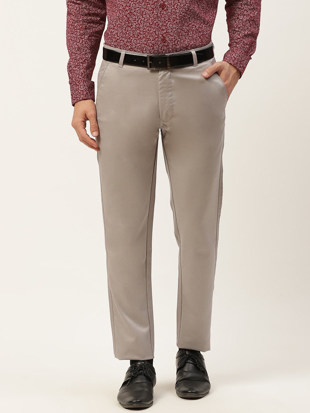 

SOJANYA Men Grey Smart Formal Trousers