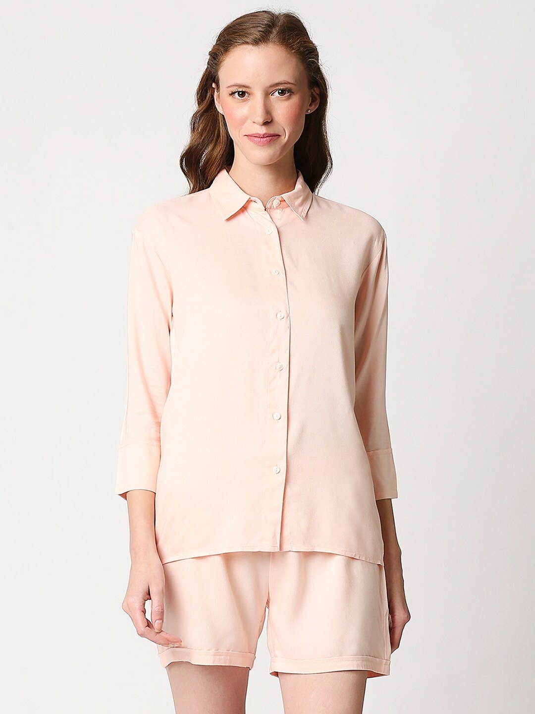

Bewakoof Women Pink Solid Night suit