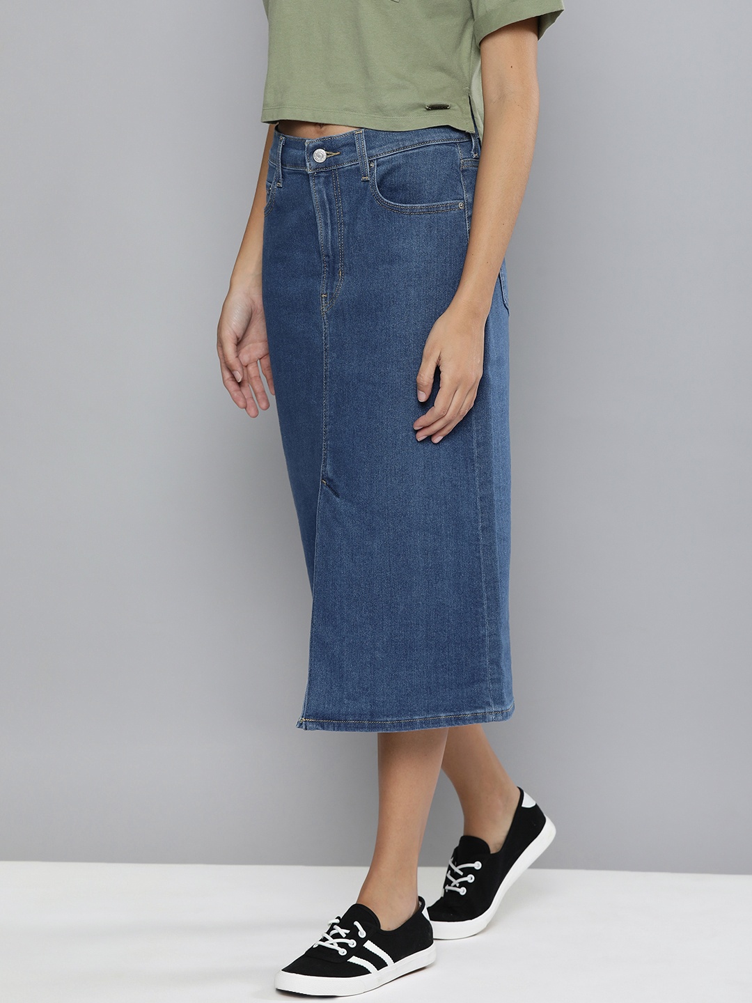

Levis Women Blue Solid Long Skirt