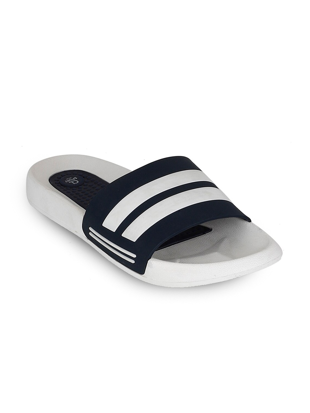 

Carlton London sports Men Navy Blue & White Striped Sliders