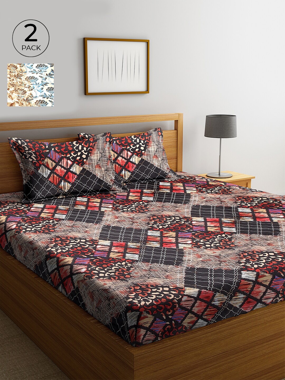 

KLOTTHE 210 TC Cotton 2 King Bedsheet with 4 Pillow Covers, Black