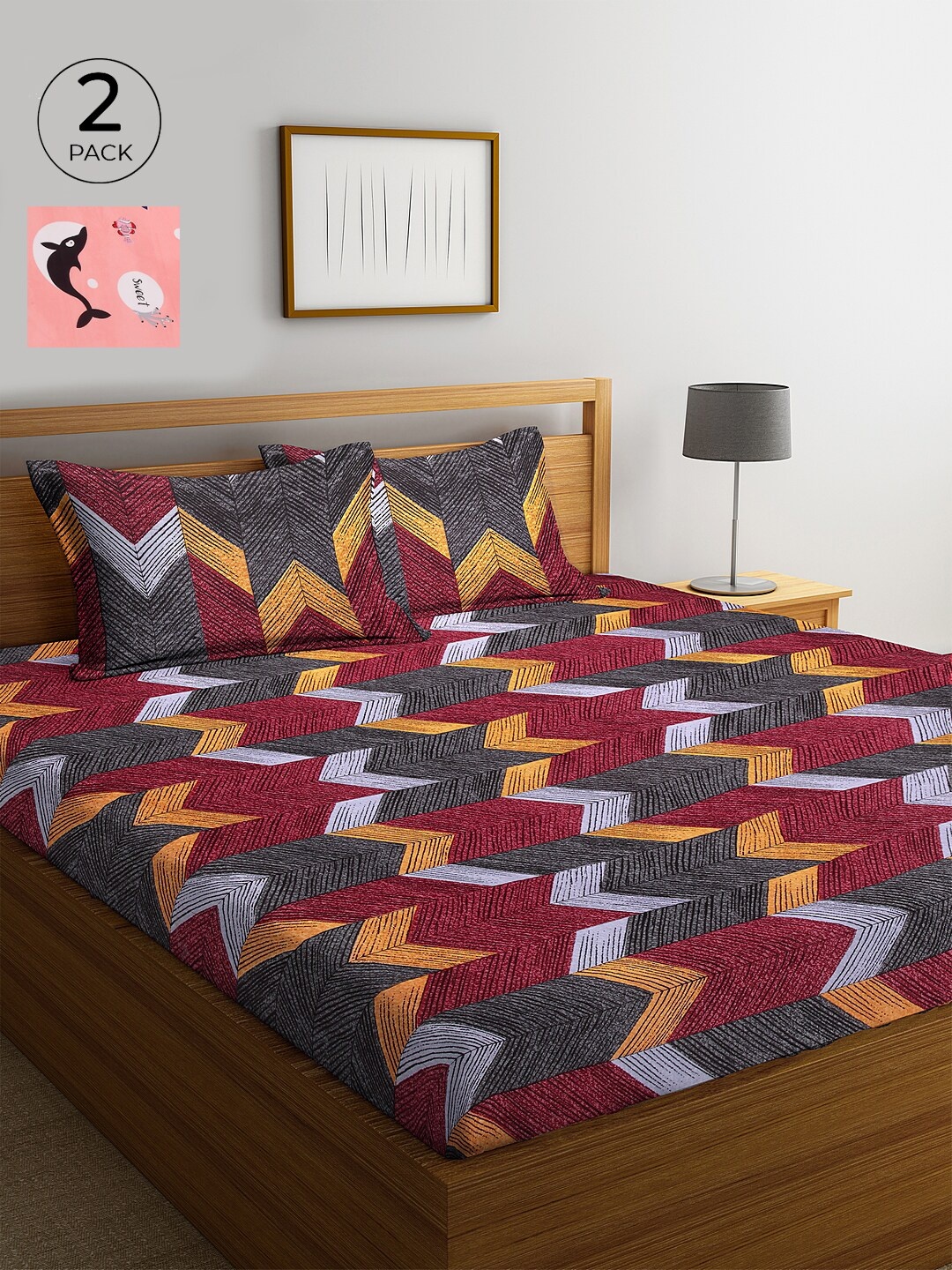 

KLOTTHE 210 TC Cotton 2 King Bedsheet with 4 Pillow Covers, Black