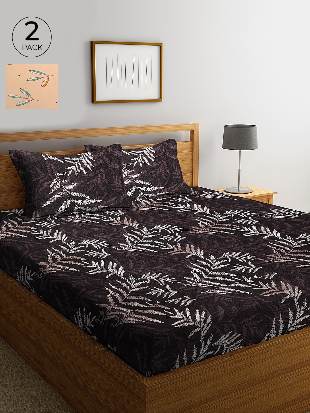 

KLOTTHE 210 TC Cotton 2 King Bedsheet with 4 Pillow Covers, Brown