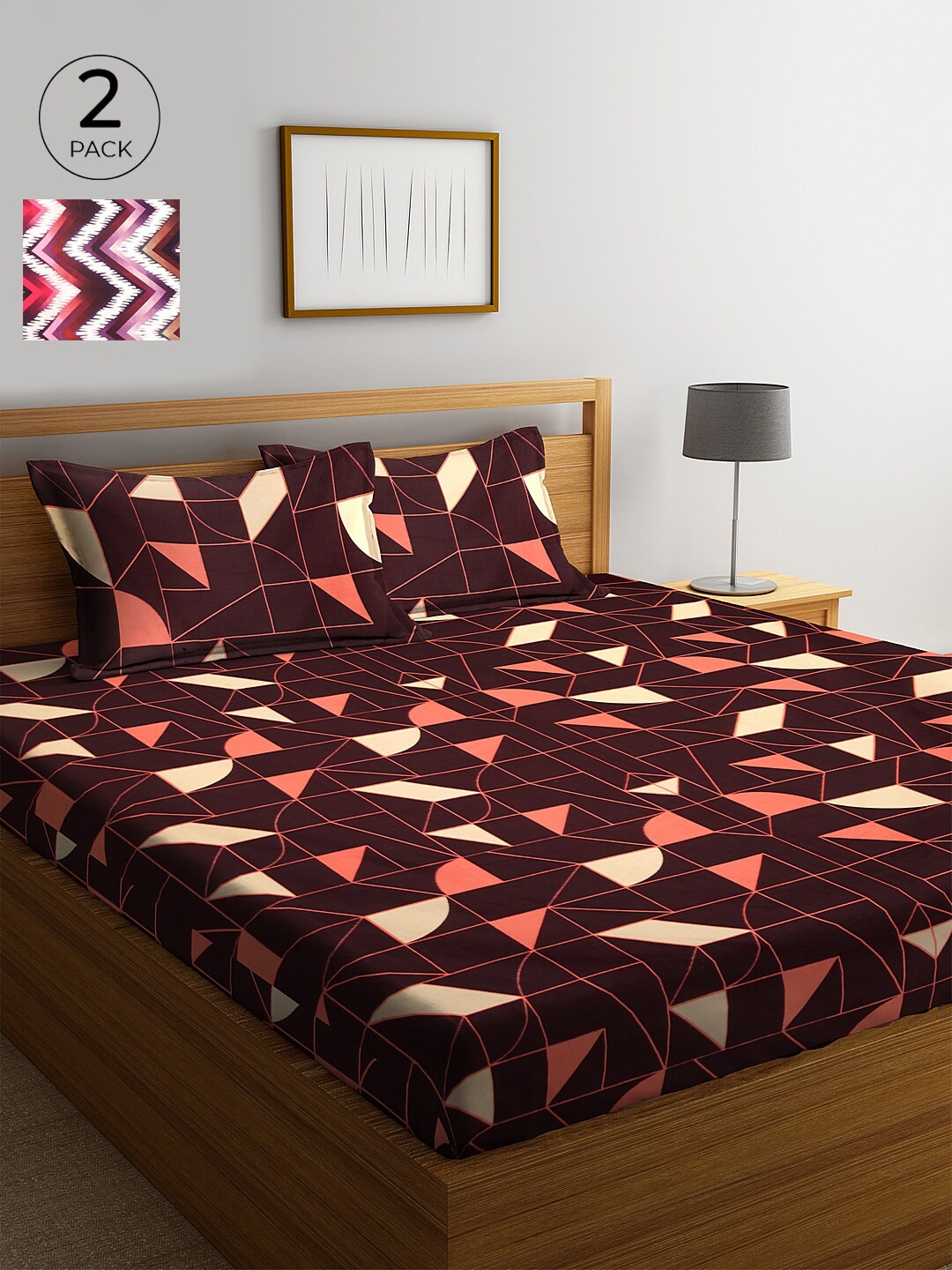 

KLOTTHE 210 TC Cotton 2 King Bedsheet with 4 Pillow Covers, Multi