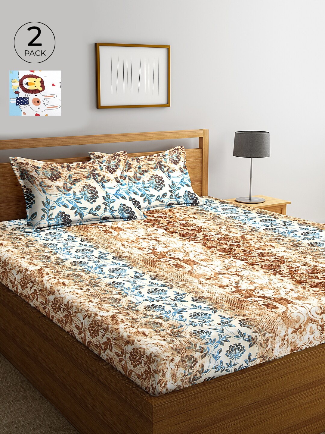 

KLOTTHE 210 TC Set of 2 Cotton King Bedsheet with 4 Pillow Covers, White
