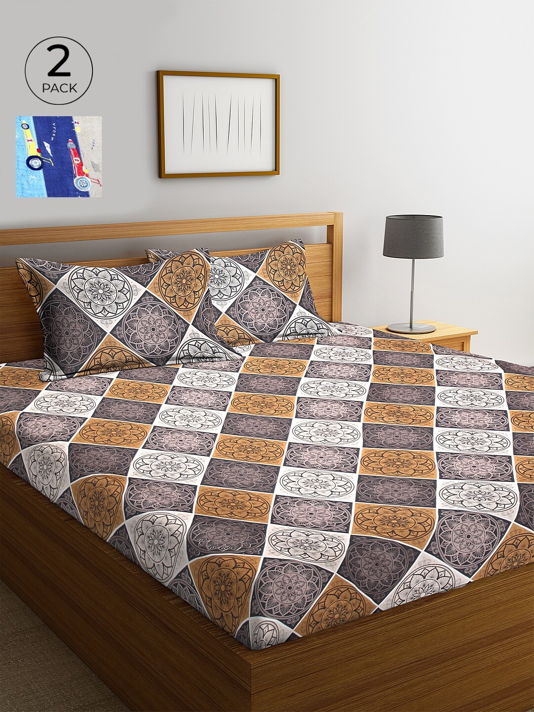 

KLOTTHE 300 TC Cotton Blend 2 King Bedsheet with 4 Pillow Covers, Blue