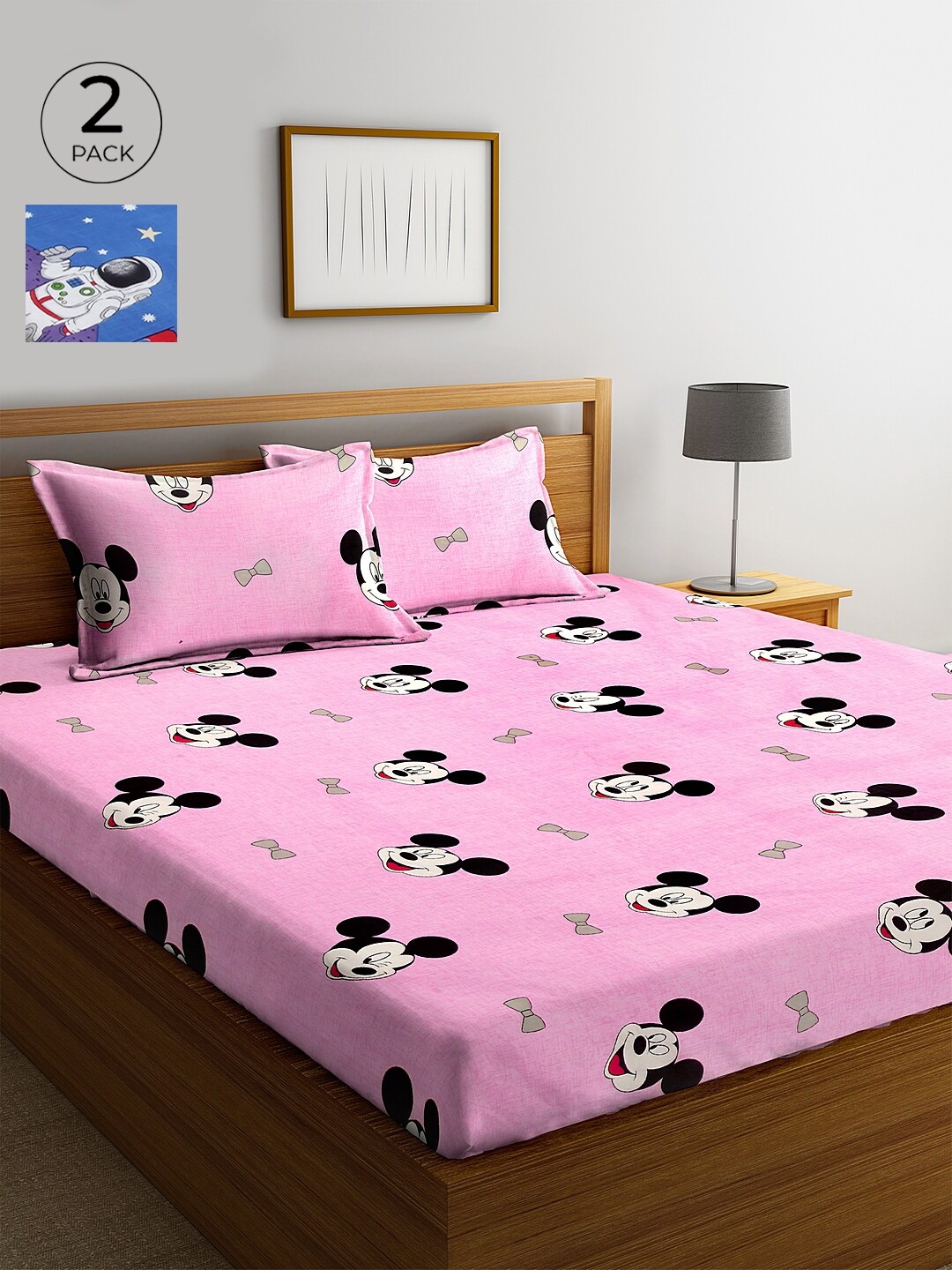 

KLOTTHE 210 TC Cotton 2 King Bedsheet with 4 Pillow Covers, Pink