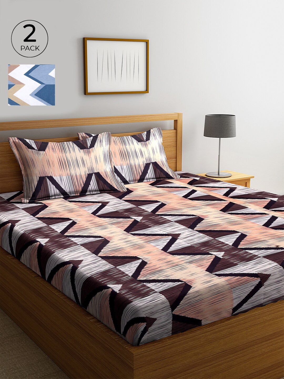 

KLOTTHE 210 TC Cotton 2 King Bedsheet with 4 Pillow Covers, Multi