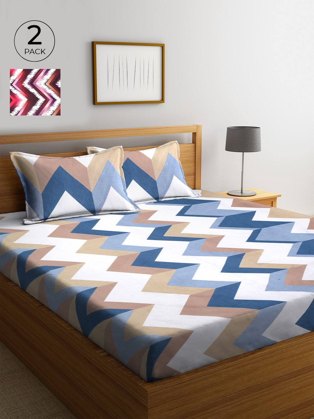 

KLOTTHE 210 TC Cotton 2 King Bedsheet with 4 Pillow Covers, Multi