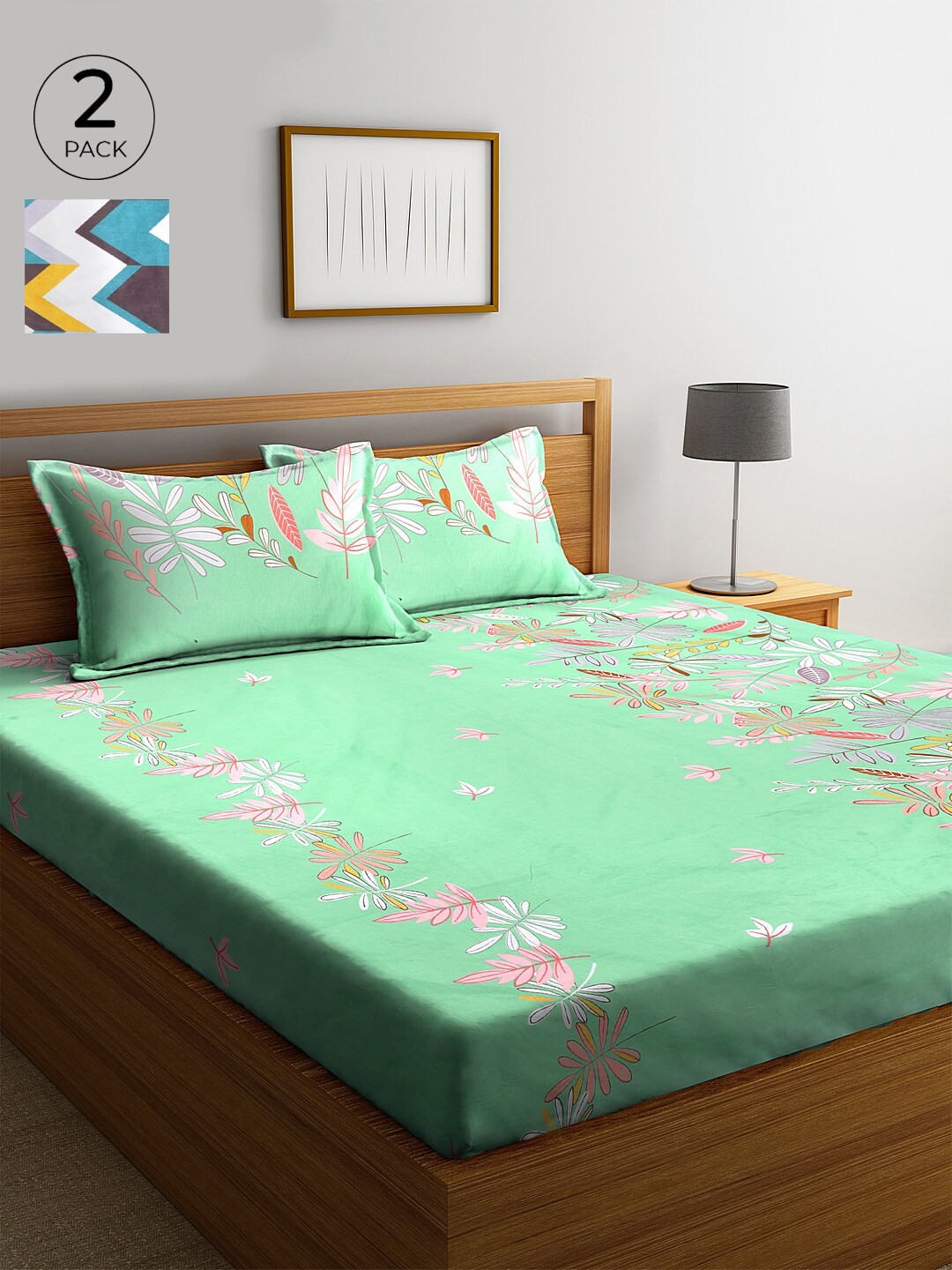 

KLOTTHE 210 TC Set of 2 Cotton King Bedsheet with 4 Pillow Covers, Multi