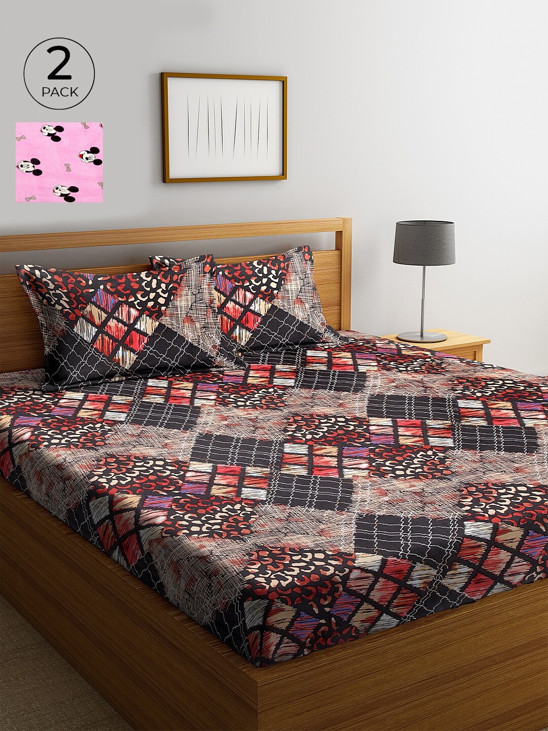 

KLOTTHE 210 TC Cotton 2 King Bedsheet with 4 Pillow Covers, Pink