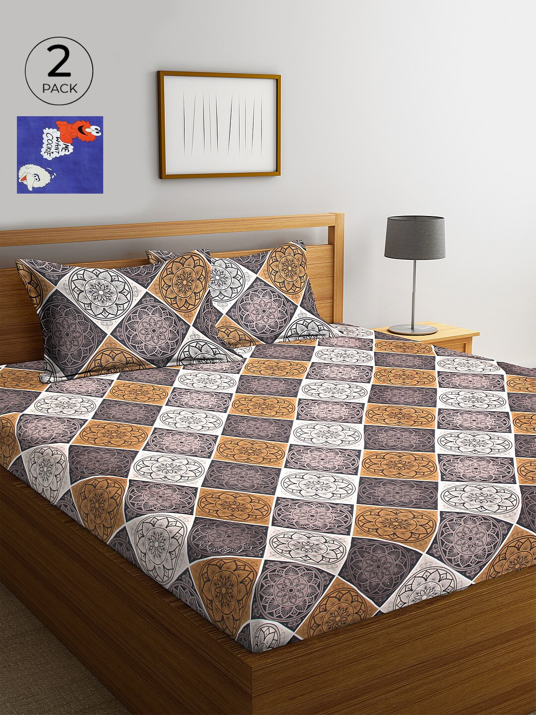 

KLOTTHE 210 TC Set of 2 Cotton King Bedsheet with 4 Pillow Covers, Blue