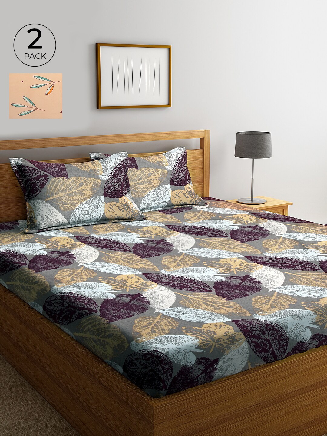 

KLOTTHE 210 TC Cotton 2 King Bedsheet with 4 Pillow Covers, Peach