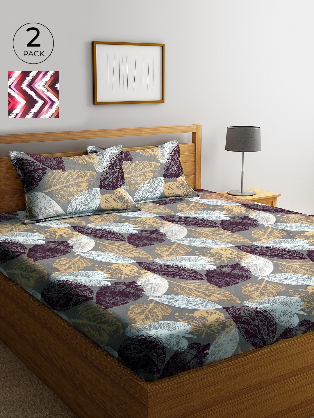 

KLOTTHE 210 TC Cotton 2 King Bedsheet with 4 Pillow Covers, Multi