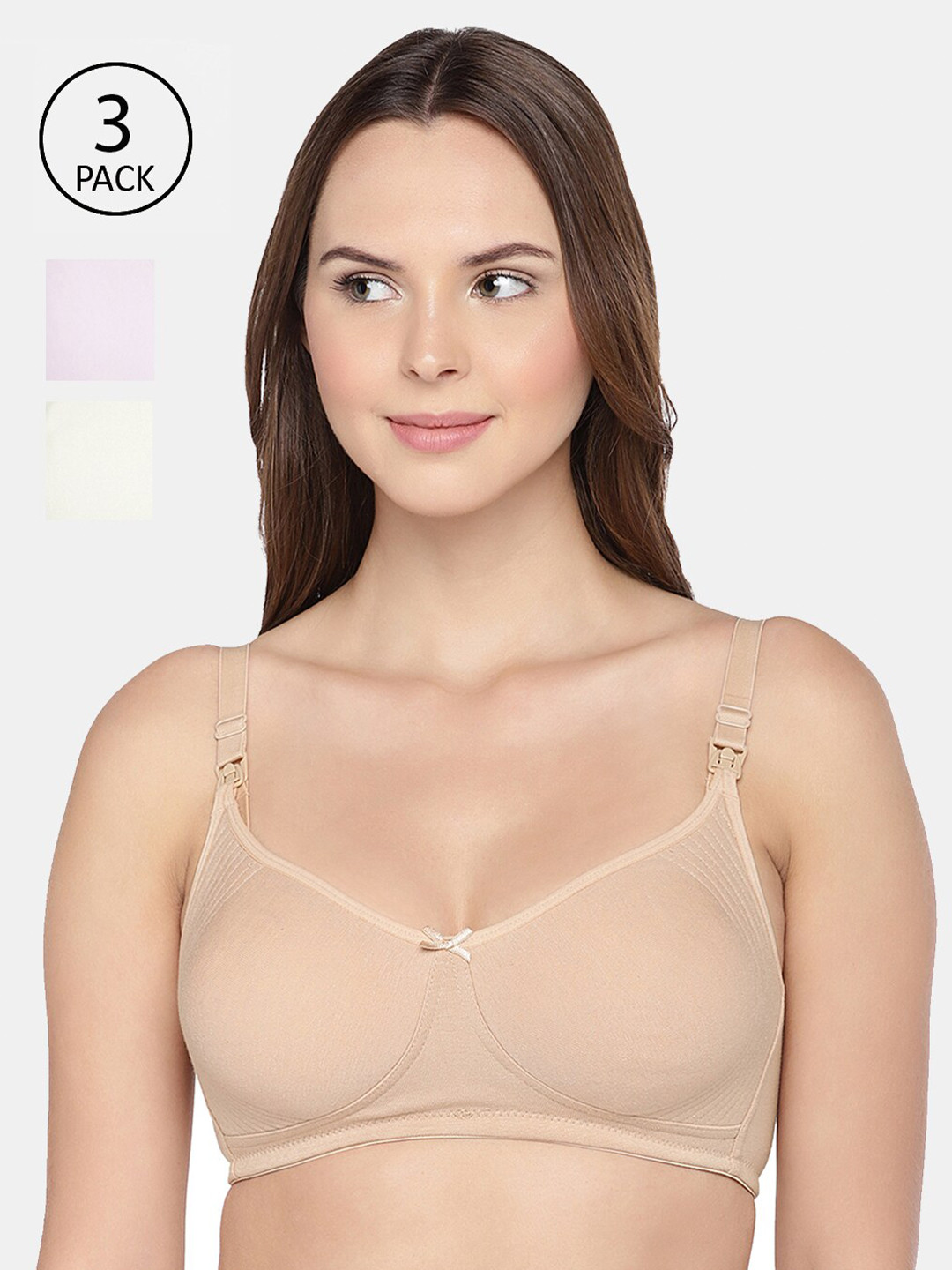 

Inner Sense Pack of 3 Assorted Solid Antimicrobial Maternity Bra IMB005A_5B_5F-