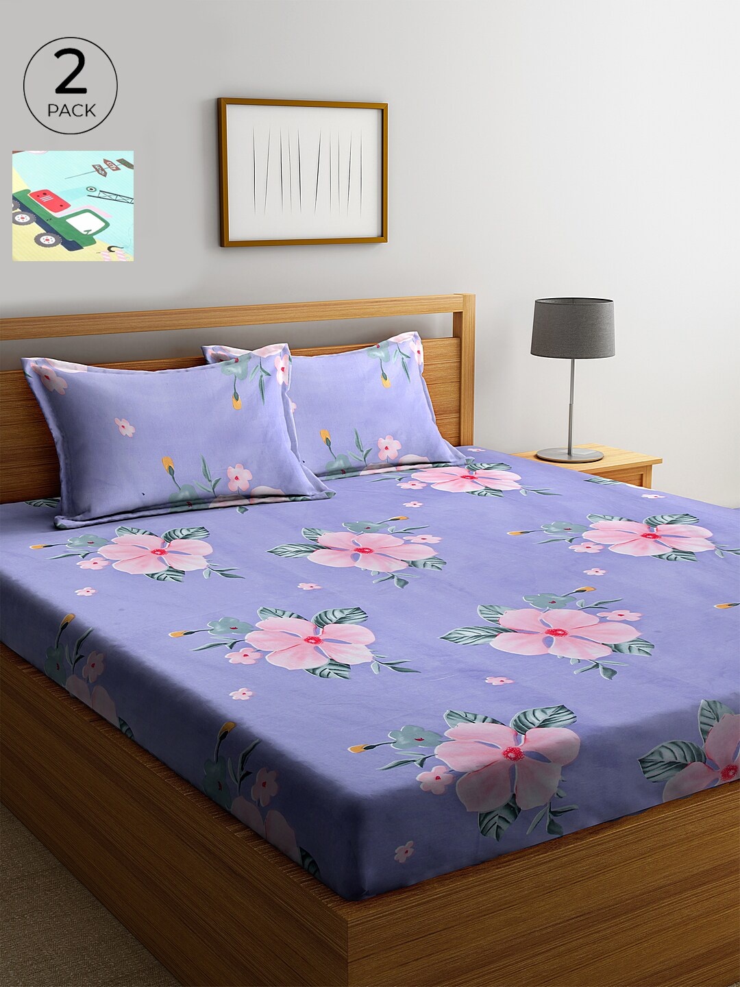 

KLOTTHE 210 TC Cotton 2 King Bedsheet with 4 Pillow Covers, Sea green