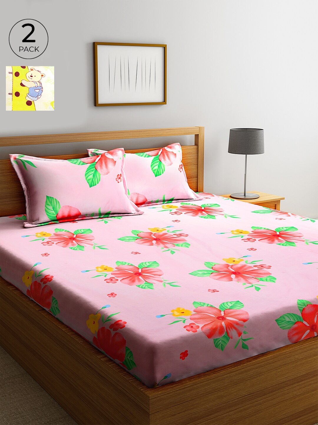 

KLOTTHE 210 TC Cotton 2 King Bedsheet with 4 Pillow Covers, Yellow