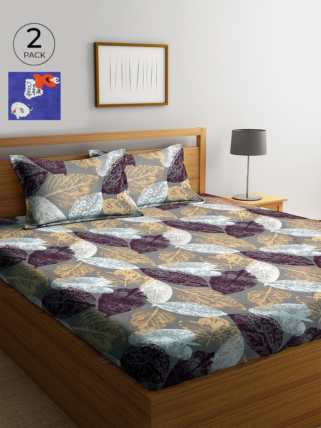 

KLOTTHE 210 TC Set of 2 Cotton King Bedsheet with 4 Pillow Covers, Brown