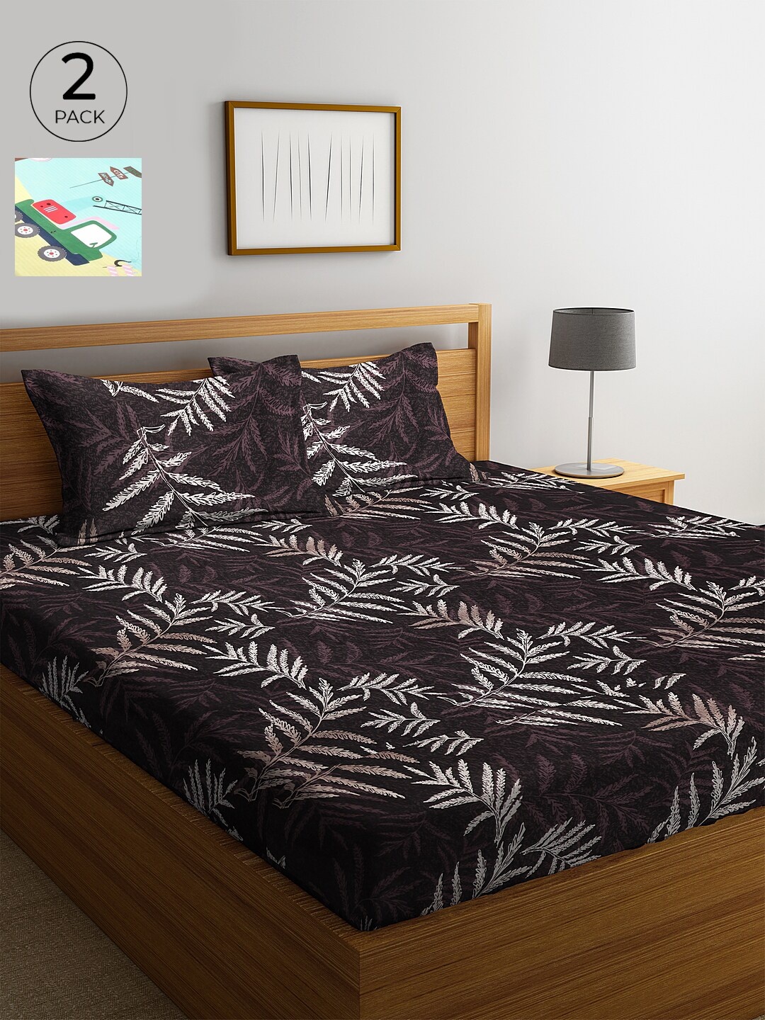 

KLOTTHE 210 TC Cotton 2 King Bedsheet with 4 Pillow Covers, Brown
