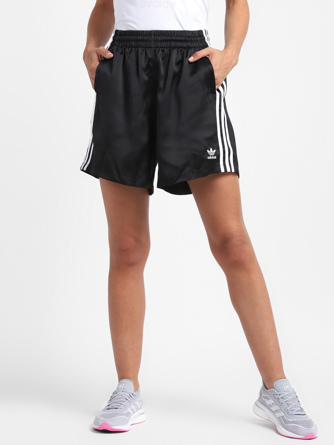 

ADIDAS Originals Women Black Striped Loose Fit Primegreen Sports Shorts