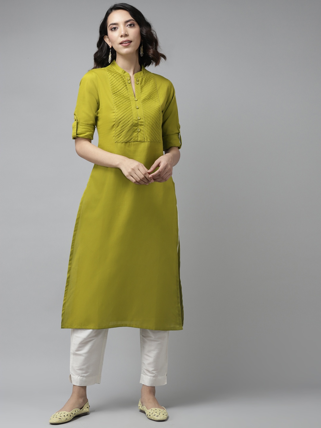 

Libas Women Green Yoke Design Kurta