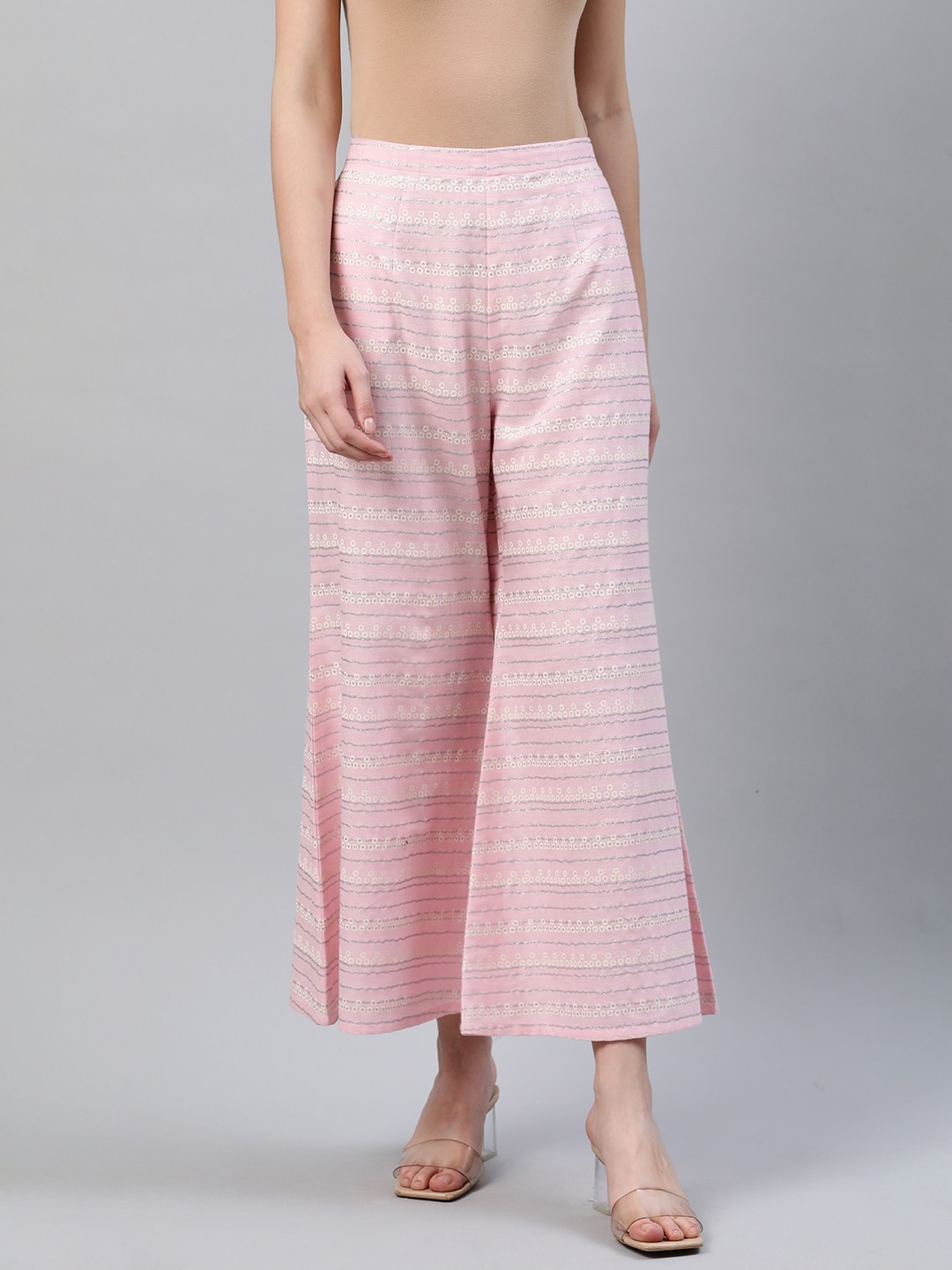 

Libas Women Pink Printed Wide Leg Palazzos