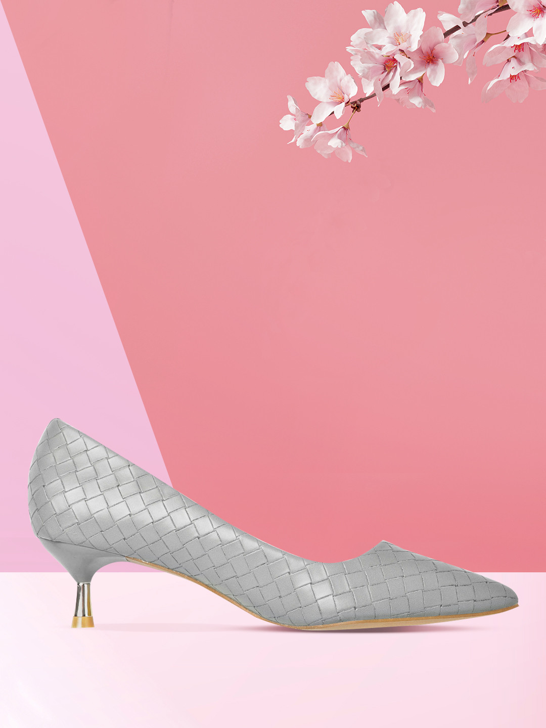 

CORSICA Women Grey Basket Weave Pumps