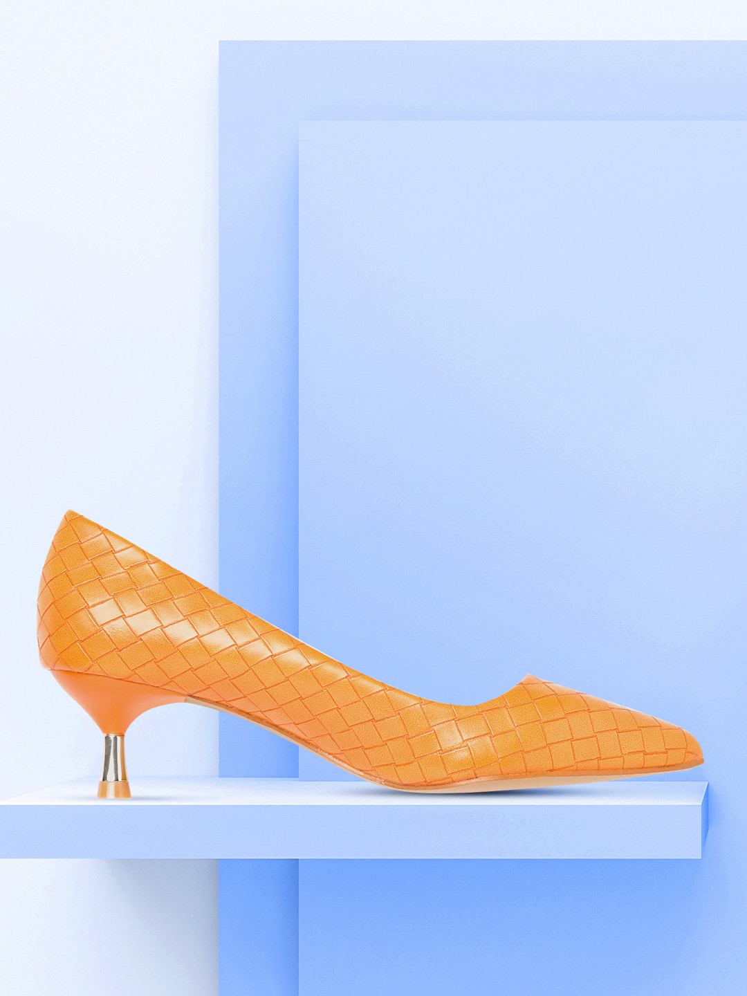 

CORSICA Women Orange Basket Weave Pumps