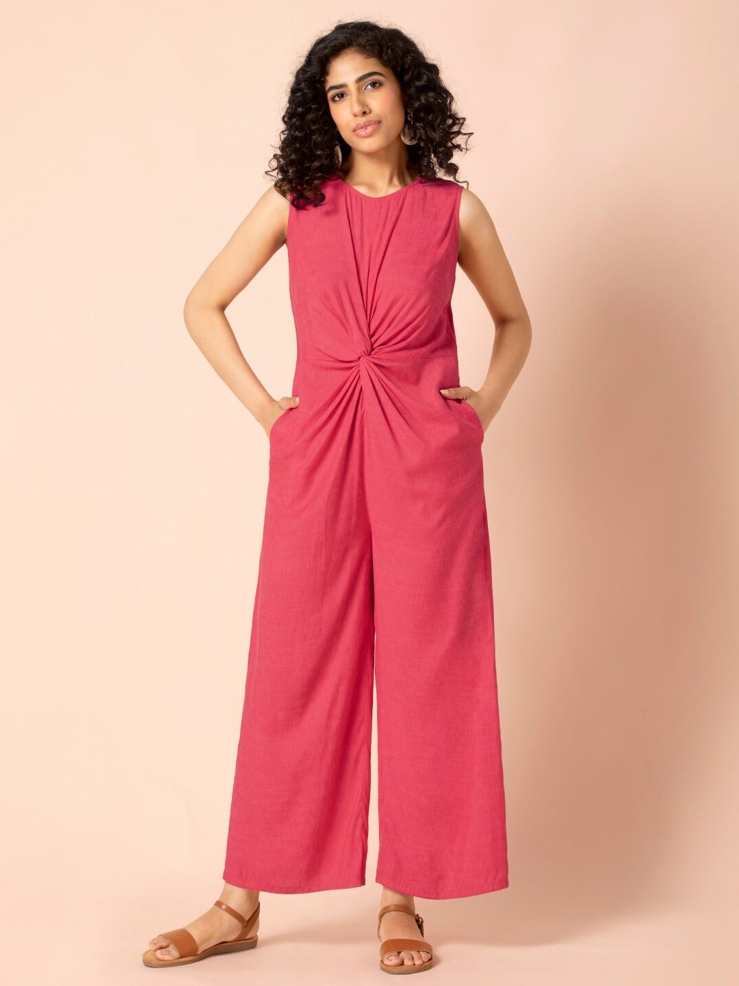 

Earthen BY INDYA Fuchsia Pink Knotted Jumpsuit