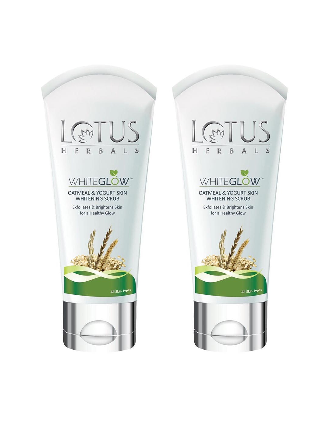 

Lotus Herbals Set Of 2 WhiteGlow Oatmeal Yogurt Skin Whitening Scrub, White