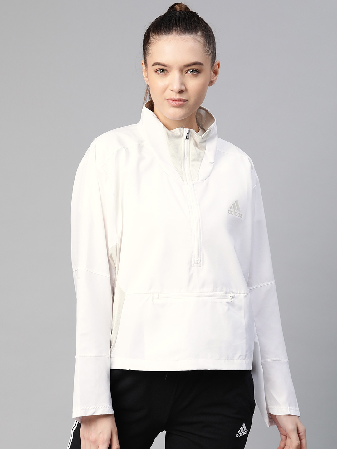

ADIDAS Women Off-White Solid Waterproof Primeblue Adapt Running Jacket