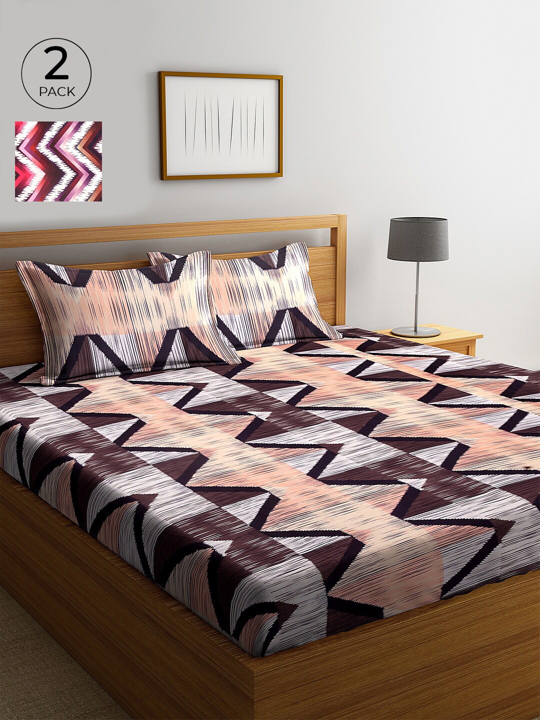 

KLOTTHE 210 TC Cotton 2 King Bedsheet with 4 Pillow Covers, Multi