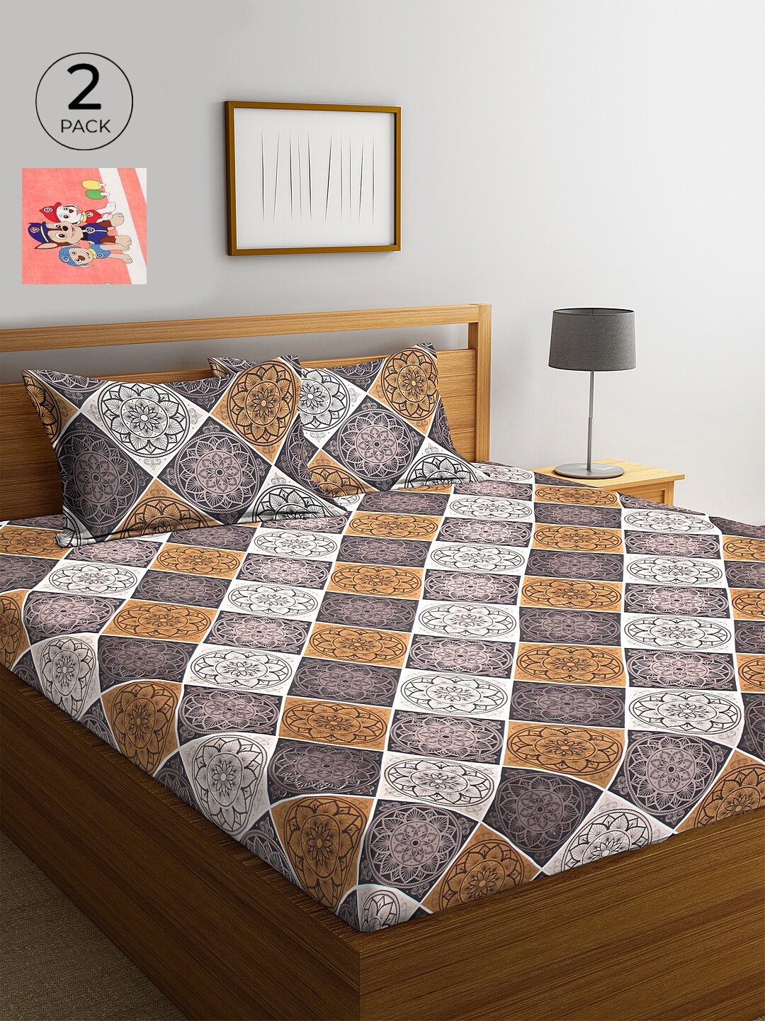 

KLOTTHE 210 TC Cotton 2 King Bedsheet with 4 Pillow Covers, Peach