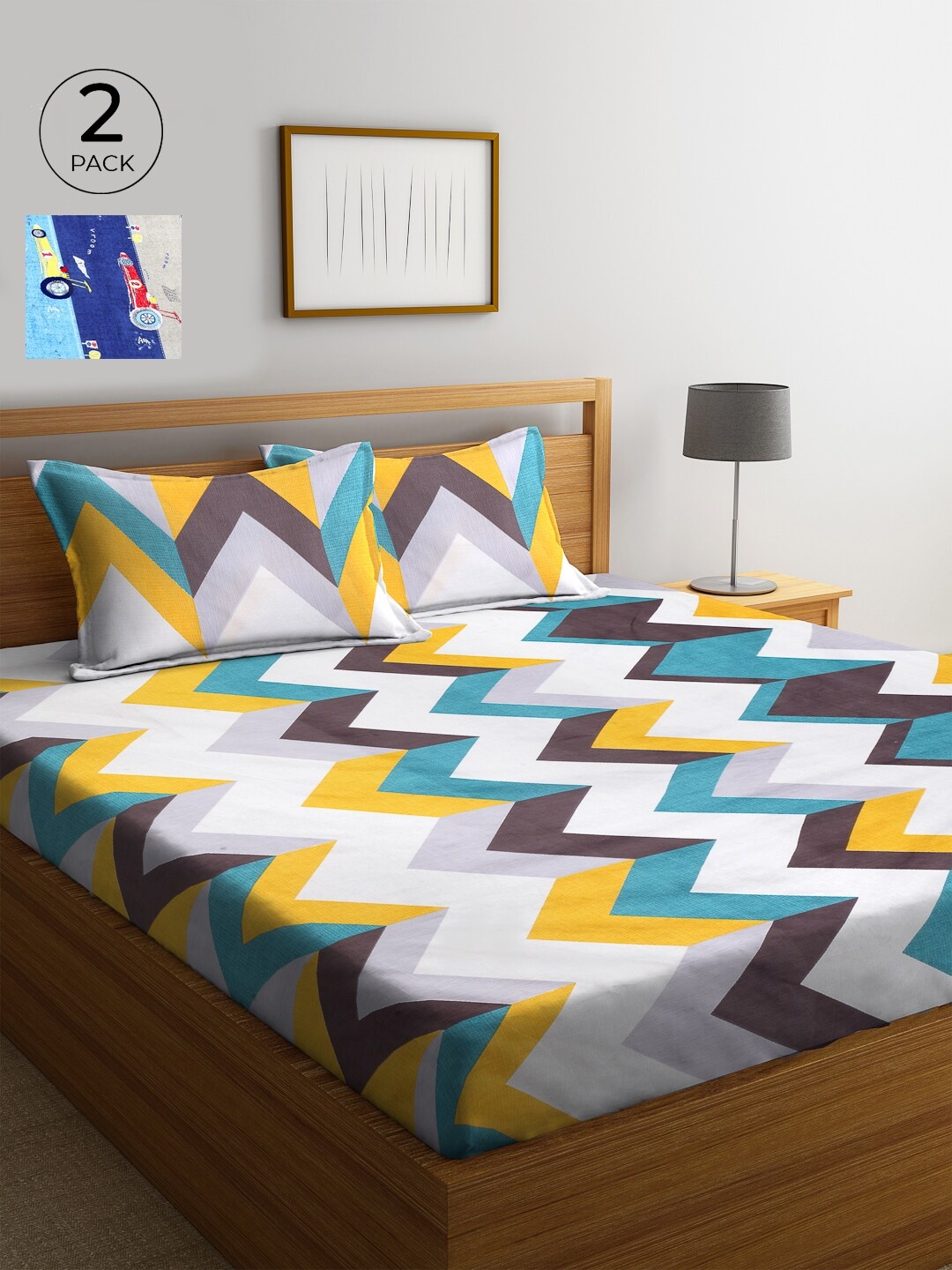 

KLOTTHE 210 TC Cotton 2 King Bedsheet with 4 Pillow Covers, Multi