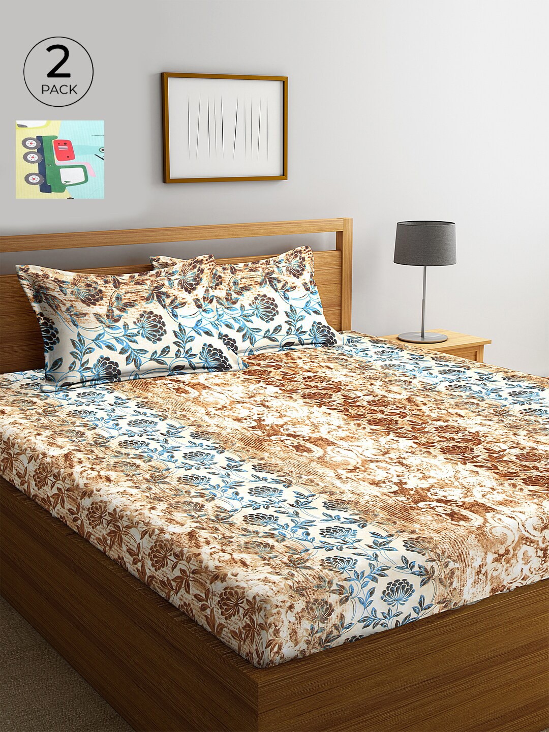 

KLOTTHE 300 TC Cotton Blend 2 King Bedsheet with 4 Pillow Covers, Sea green