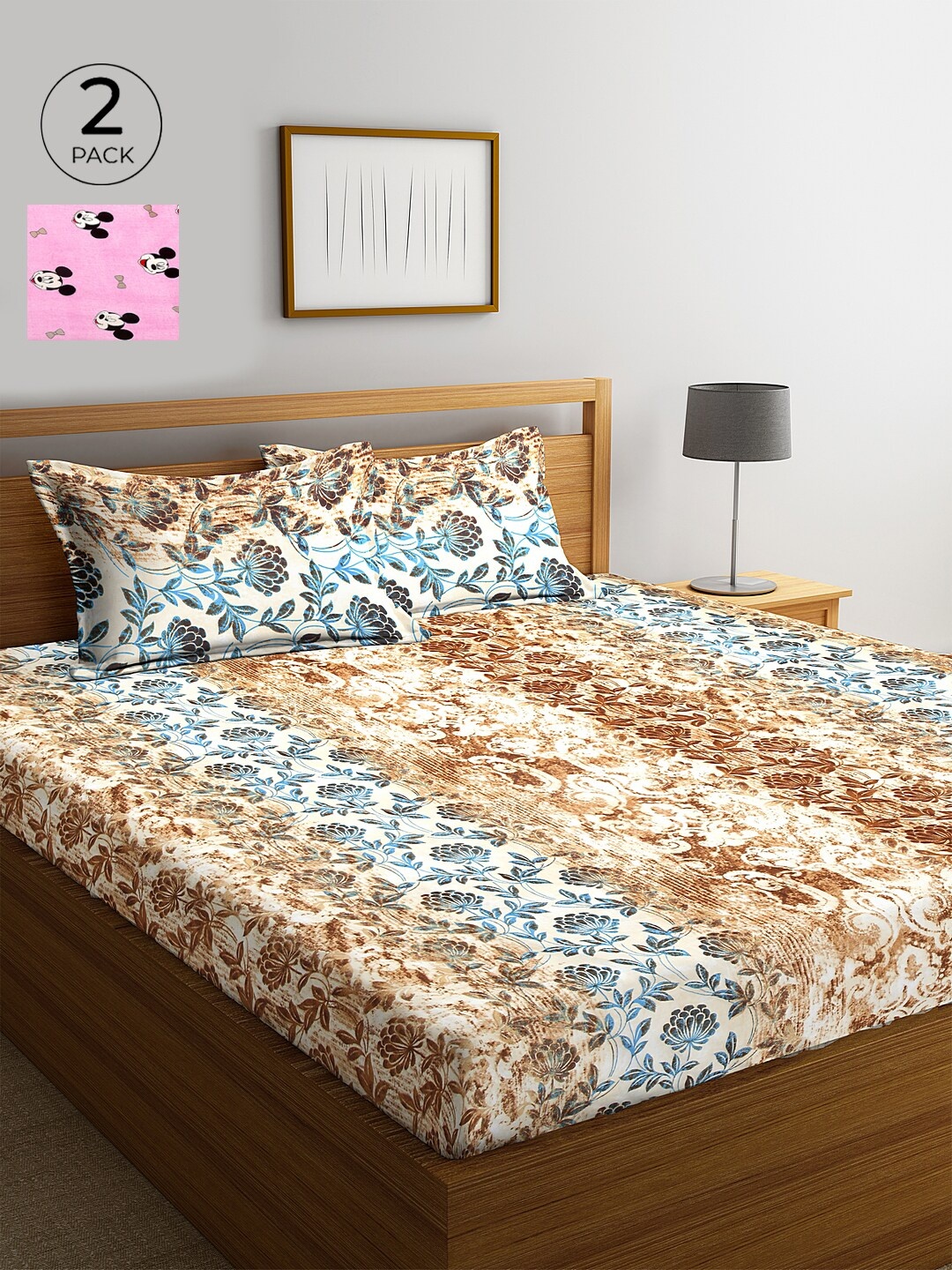 

KLOTTHE 210 TC Cotton 2 King Bedsheet with 4 Pillow Covers, Pink