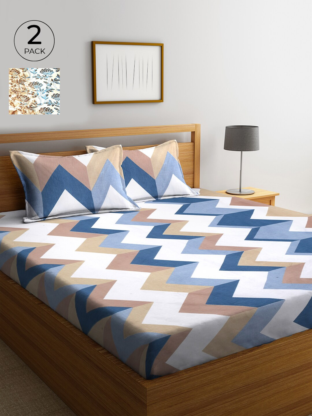 

KLOTTHE 210 TC Cotton 2 King Bedsheet with 4 Pillow Covers, Beige