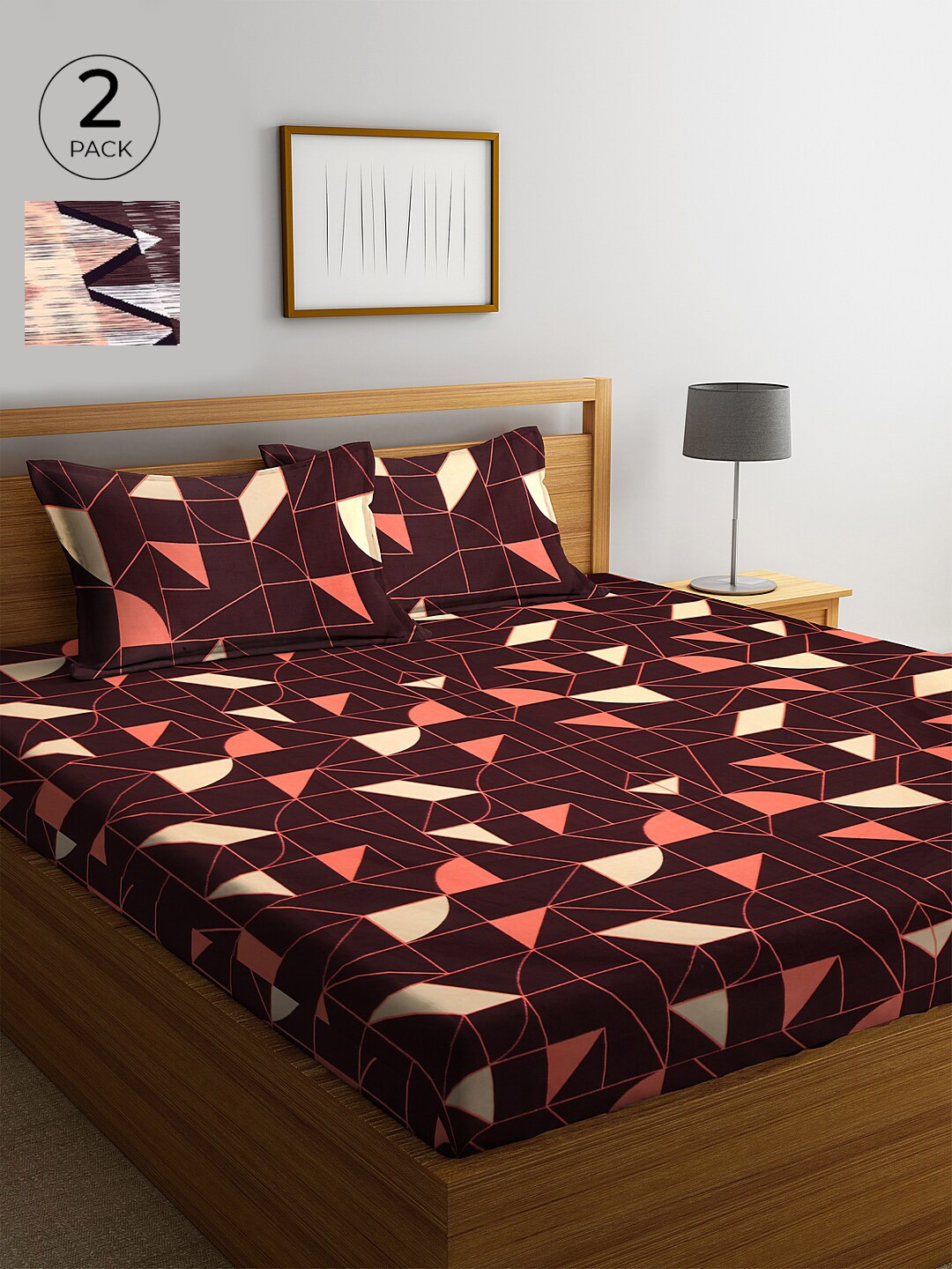 

KLOTTHE 210 TC Cotton 2 King Bedsheet with 4 Pillow Covers, Brown