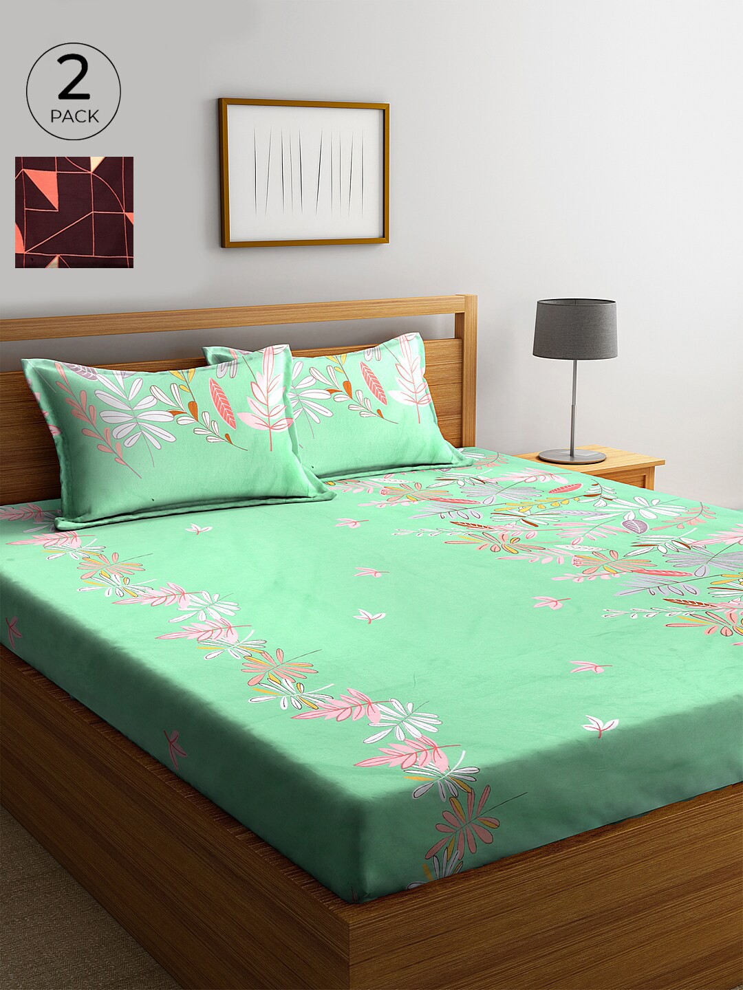 

KLOTTHE 210 TC Cotton 2 King Bedsheet with 4 Pillow Covers, Green