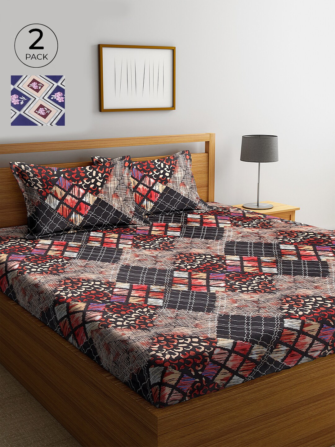 

KLOTTHE 210 TC Cotton 2 King Bedsheet with 4 Pillow Covers, Blue