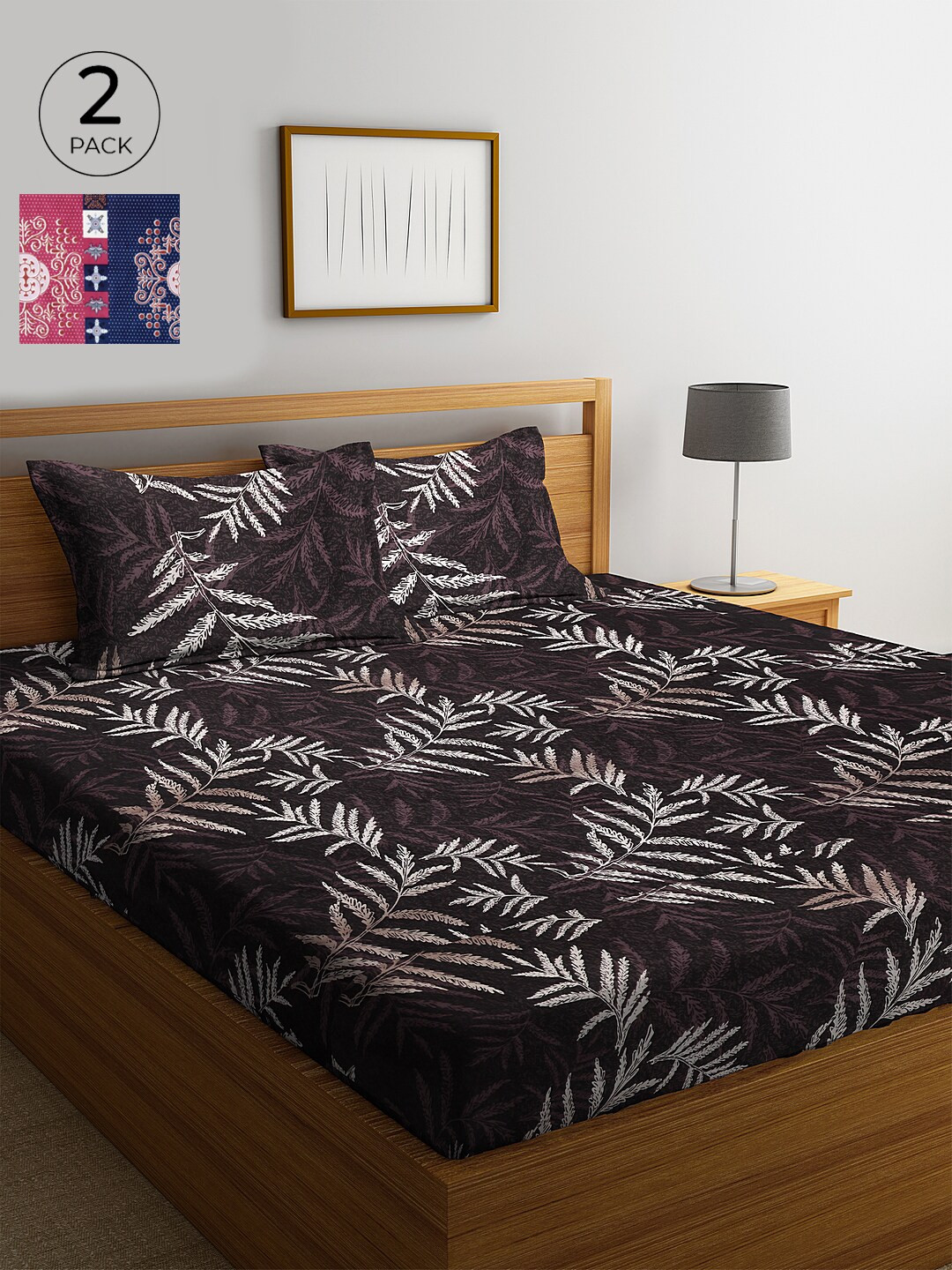 

KLOTTHE 210 TC Cotton 2 King Bedsheet with 4 Pillow Covers, Navy blue
