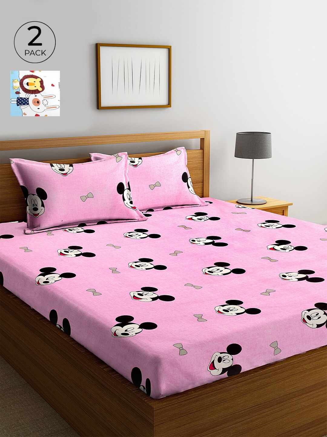 

KLOTTHE 210 TC Cotton 2 King Bedsheet with 4 Pillow Covers, Pink