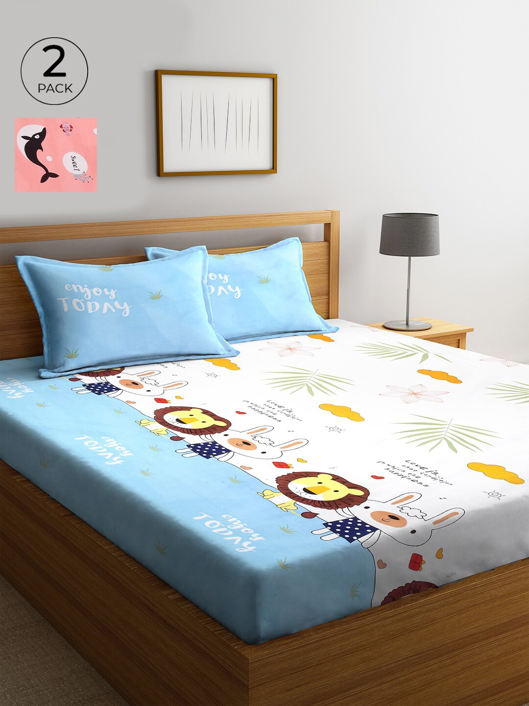 

KLOTTHE 210 TC Cotton 2 King Bedsheet with 4 Pillow Covers, White
