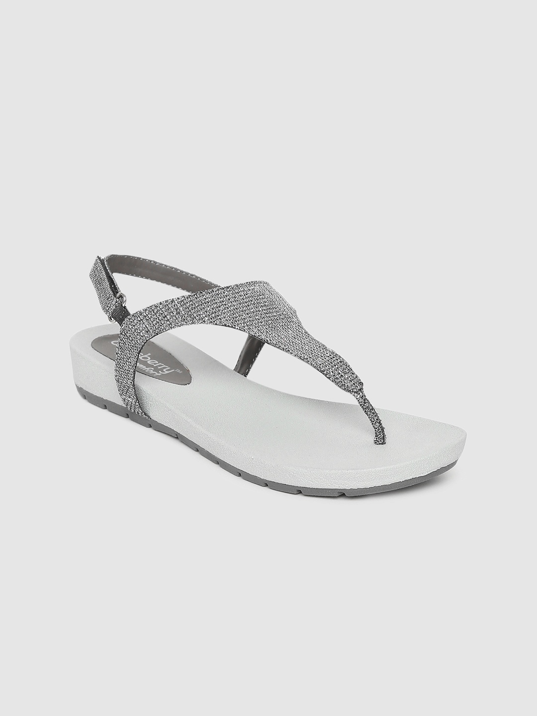 

DressBerry Women Metallic Textured T-Strap Flats