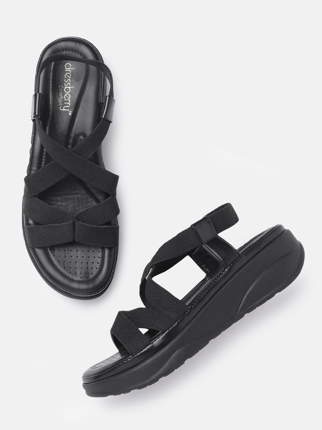 

DressBerry Black Solid Regular Comfort Sandals