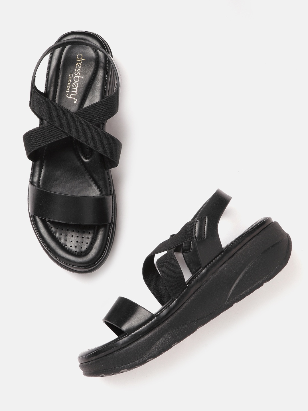 

DressBerry Black Solid Flatform Sandals