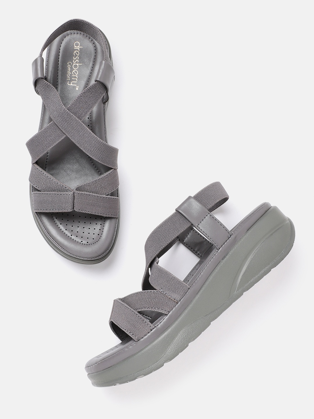

DressBerry Women Charcoal Grey Solid Comfort Heels