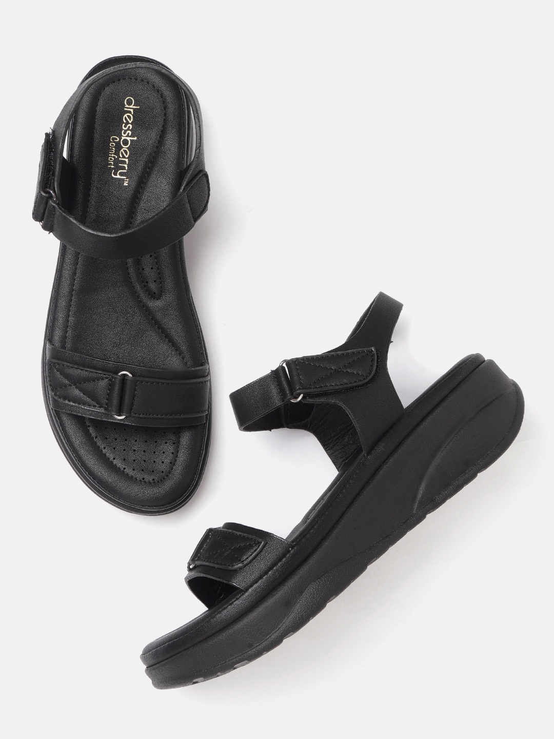 

DressBerry Black Solid Open Toe Flatform Heels